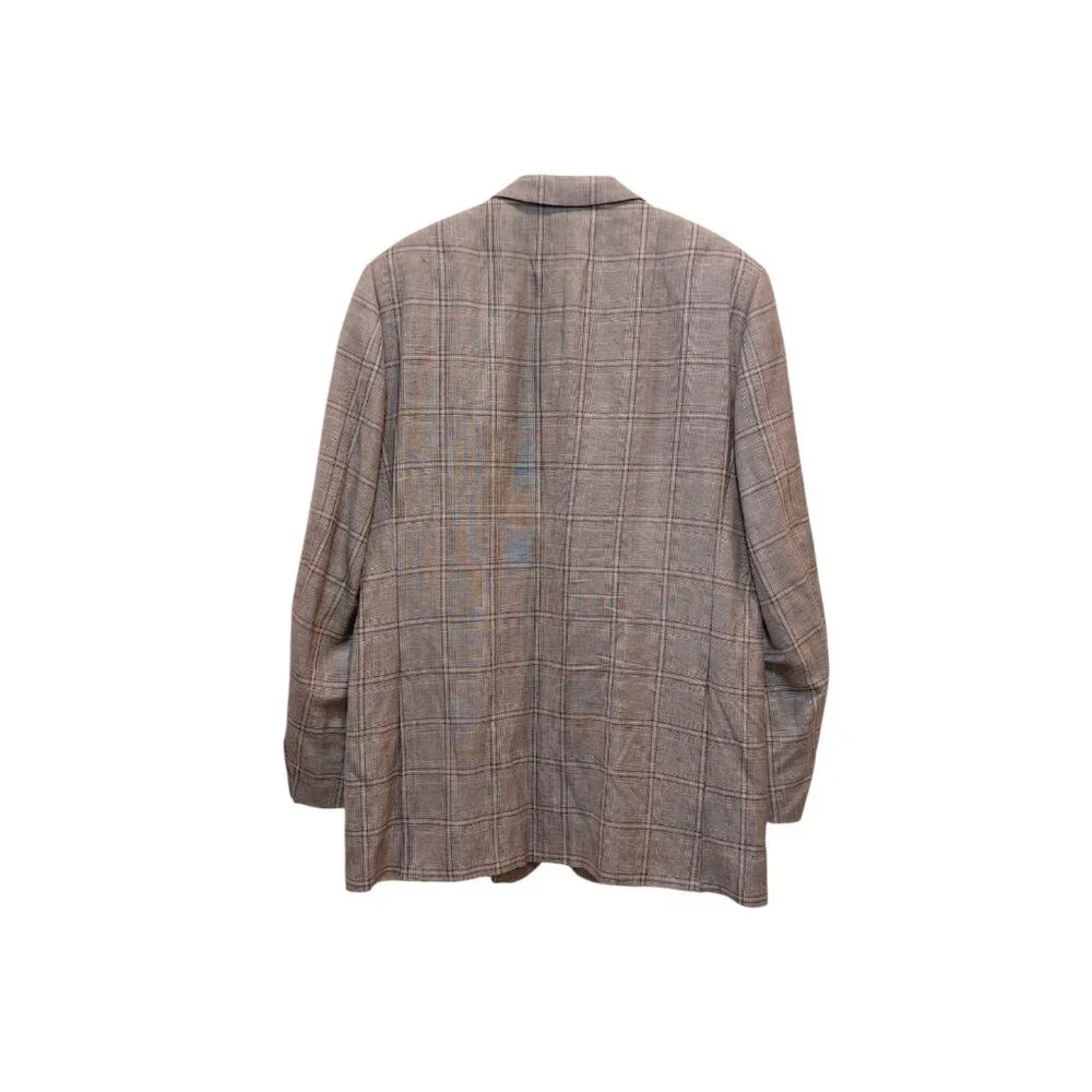 Baumans Ermenegildo Zegna Blazer Sport Coat 3-Button Linen Wool Checked‎ Blazer